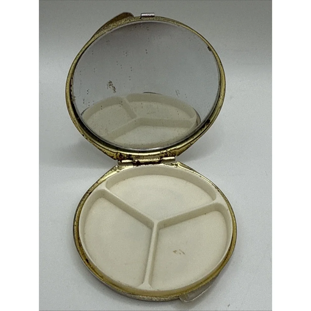 Vintage metal makeup mirror‎ compact 